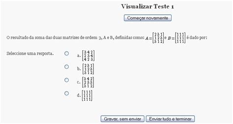 Exemplo simples de uma questão num teste de Álgebra Linear