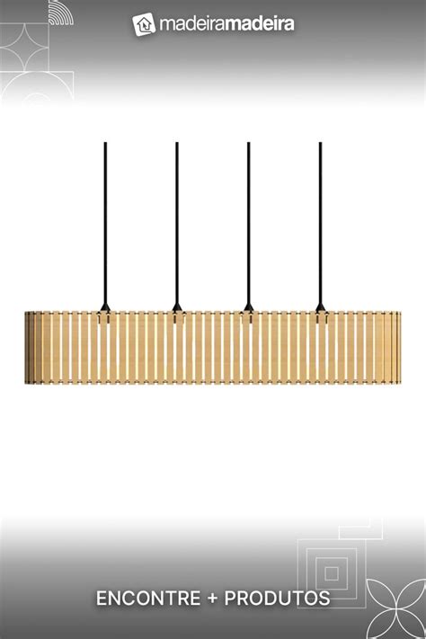 Luminária Pendente Centauro Modelo Ripado mdf Cru MadeiraMadeira