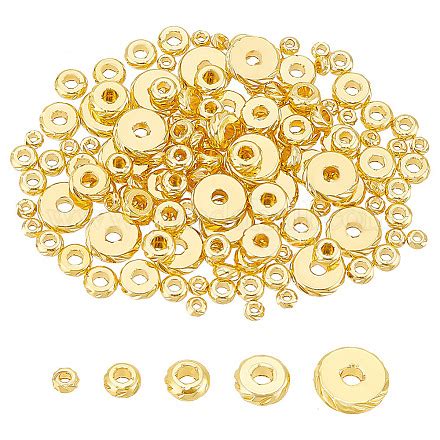 Wholesale BENECREAT 140Pcs 5 Sizes 18K Gold Plated Brass Beads