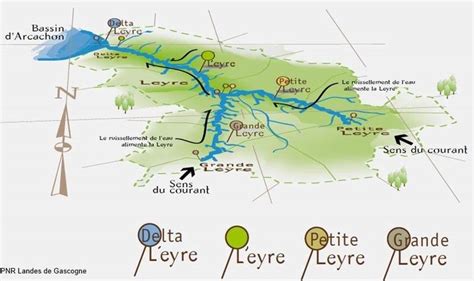 Carte de la vallée Parcours Canoë sur la Leyre Canoë sur la Leyre