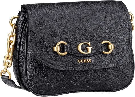 Guess Izzy Peony Trible Compartment Flap Black Logo