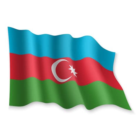 Premium Vector 3d Realistic Waving Flag Of Azerbaijan On White Background