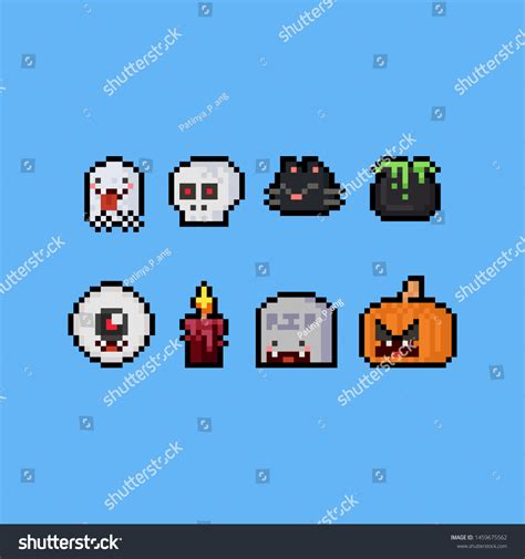 Pixel Art Cute Halloween Cartoon Icon Stock Vector (Royalty Free ...