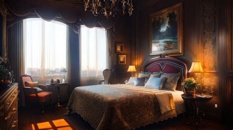 Premium AI Image | A bedroom with a large bed and a large picture frame.