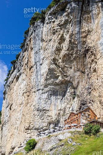 The Guest House Aescher Wildkirchli Against The Ascher Cliff At The