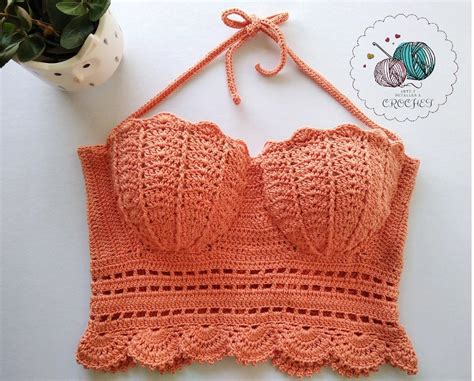 Top A Crochet Estilo Sirena En Color Salm N Talla S Tops A Crochet