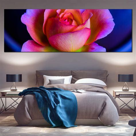 Beautiful Floral Canvas Wall Art Blue Background Rose 5 Piece Multi P