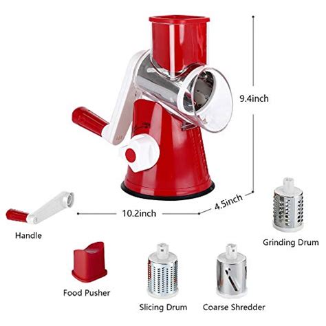 Manual Rotary Cheese Grater Round Mandoline Slicer With Strong