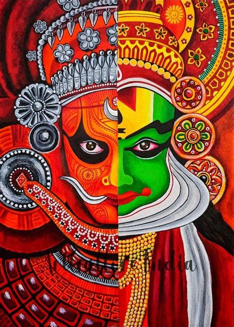 Kathakali Painting Theyyam Painting South Indian Art Onam Decor