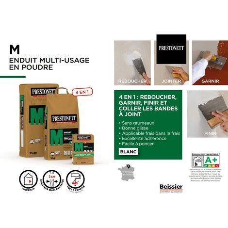 Enduit Lissage Et Rebouchage 4 En 1 PRESTONETT M Multi Usage En Poudre