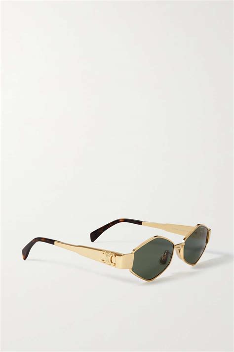 Celine Eyewear Triomphe Hexagon Frame Gold Tone And Tortoiseshell