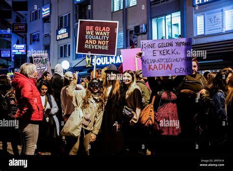 Izmir Turkey 08th Mar 2023 Protesters Hold Placards Expressing