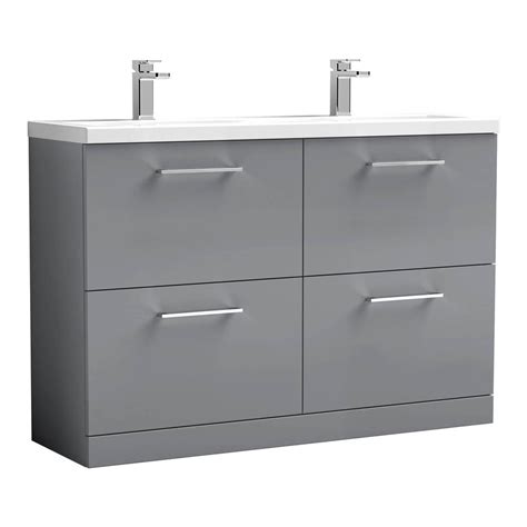 Nuie Arno Mm Floor Standing Drawer Vanity Unit Double Bowl