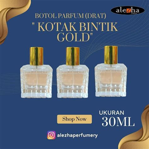 Jual BOTOL PARFUM SPRAY KOTAK BINTIK GOLD 30ML HARGA PERLUSIN