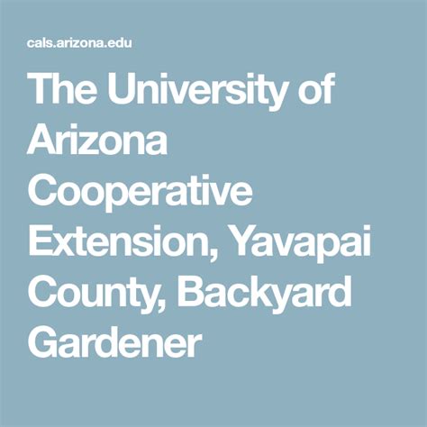 The University Of Arizona Cooperative Extension Yavapai County