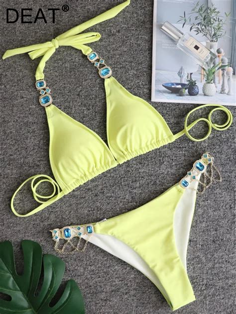 DEAT Conjunto de Bikini de fiesta para mujer traje de baño de dos