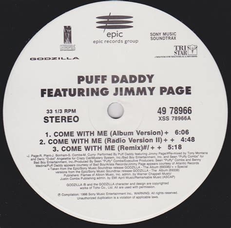 Puff Daddy Featuring Jimmy Page – Come With Me (1998, Vinyl) - Discogs