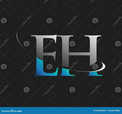 EH Initial Logo Company Name Colored Blue And White Swoosh Design