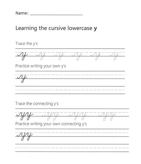 Printable Cursive Y Lowercase – Free download and print for you.