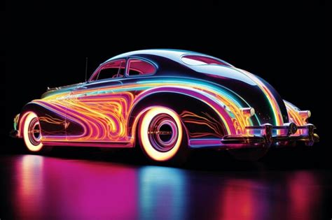 Premium AI Image | A car with a neon lights on the