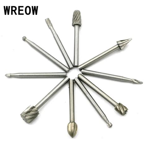 10pcs Set High Speed Woodworking Drill Bits Rotary Files Mini Round HSS