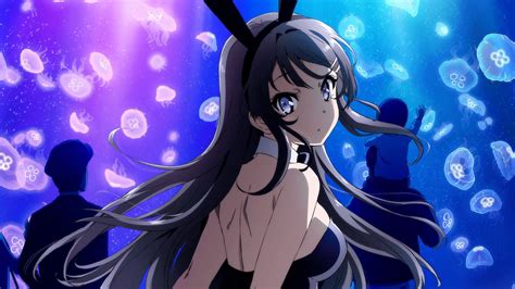 1920x1080 Black Hair Long Hair Anime Girl Mai Sakurajima Bunny