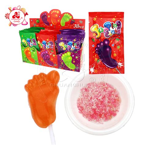 Supply 3 Fruit Flavors Foot Lollipop With Jumping Popping Candy Ch B377