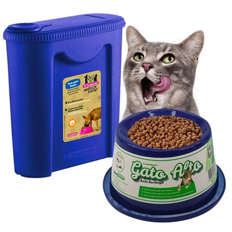 Kit Para Gatos Comedouro Alto Ergon Mico Anti Formigas Porta Ra O