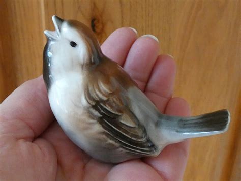 Vintage Goebel Sparrow Bird Singing His Song Glossy Porcelain Figurine