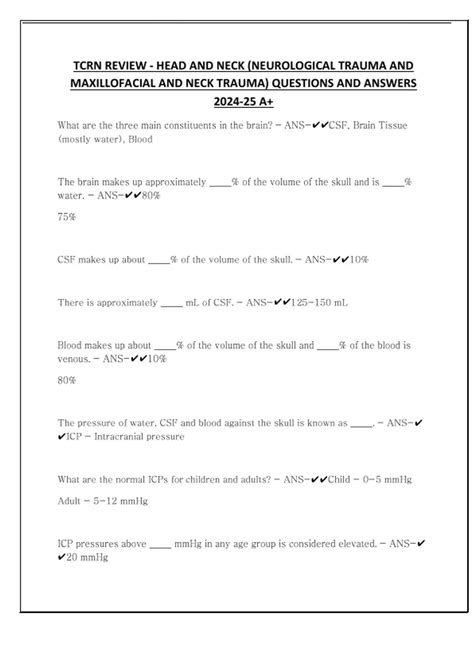 TCRN REVIEW - HEAD AND NECK (NEUROLOGICAL TRAUMA AND MAXILLOFACIAL AND