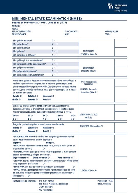 Minimental Mini Mental State Examination Mmse Basado En Folstein Et