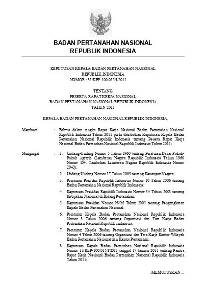 BADAN PERTANAHAN NASIONAL REPUBLIK INDONESIA