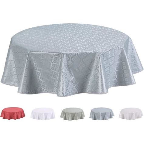 Home Direct Nappe En Relief Toile Cir E Pvc Ronde Cm Sauge Gris