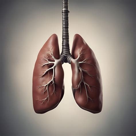 Pulmones humanos con venas sobre fondo gris Ilustración 3D Concepto