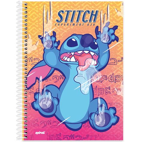 Caderno universitário capa dura 1x1 80 folhas Disney Stitch Spiral