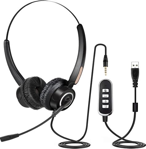 WodnHoak Noise Cancelling USB Wired Headset with Microphone for PC ...