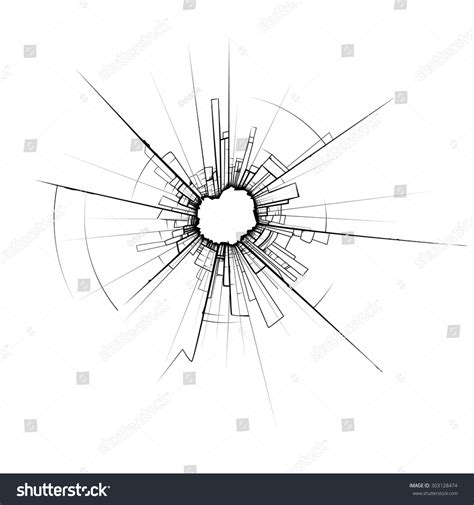 Broken Glass Impact Stock Vector (Royalty Free) 303128474
