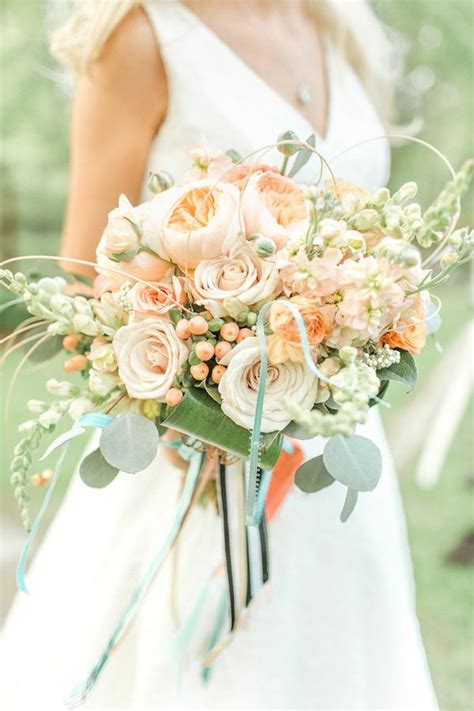 Peach Wedding Bouquetpeach Bridesmaid Bouquet