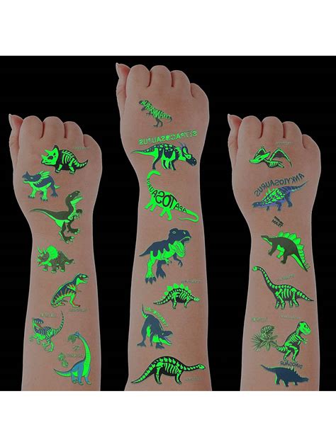 Feuilles Autocollants Temporaires De Tatouage Lumineux De Dinosaure