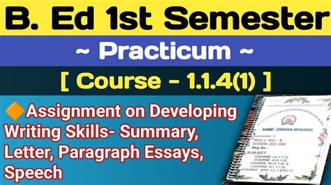 B Ed Practicum For St Semester Course Course B