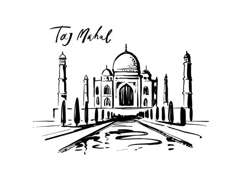 taj mahal hand drawn palace india sketch  vector art  vecteezy