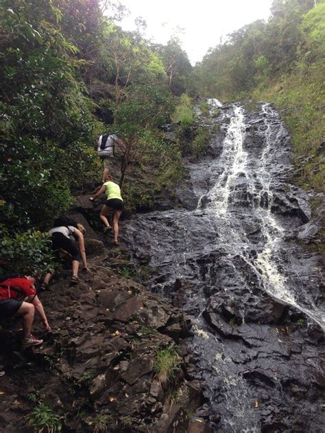 Ka Au Crater Honolulu Oahu Hawaii Scaling Up The Last Waterfall On