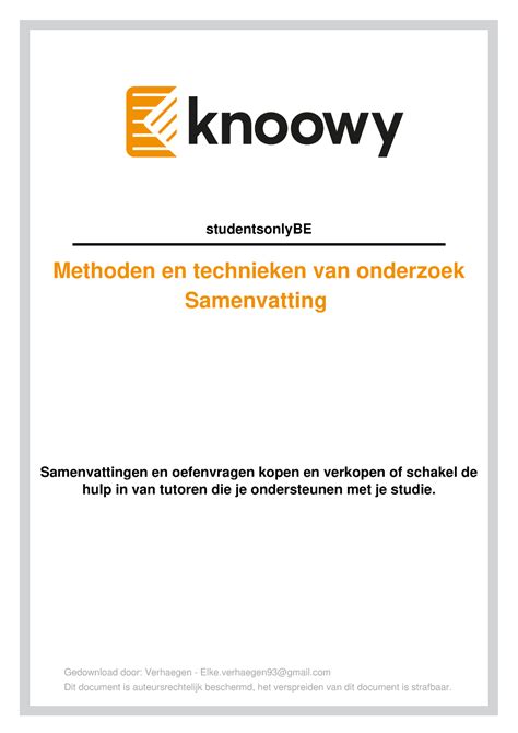 Samenvatting Methoden En Technieken Van Onderzoek StudentsonlyBE