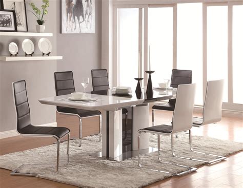 Coaster Broderick Contemporary 7 Piece White Dining Table Set With