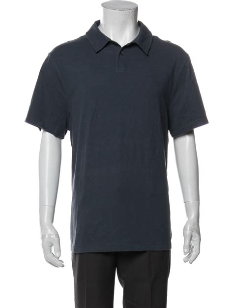 James Perse Collar Short Sleeve Polo Shirt Grey Polos Clothing