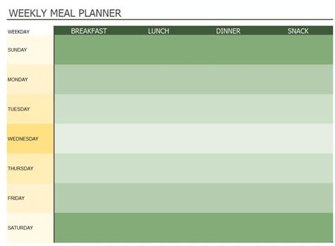 Basic Meal Planner Template In Excel Download Xlsx