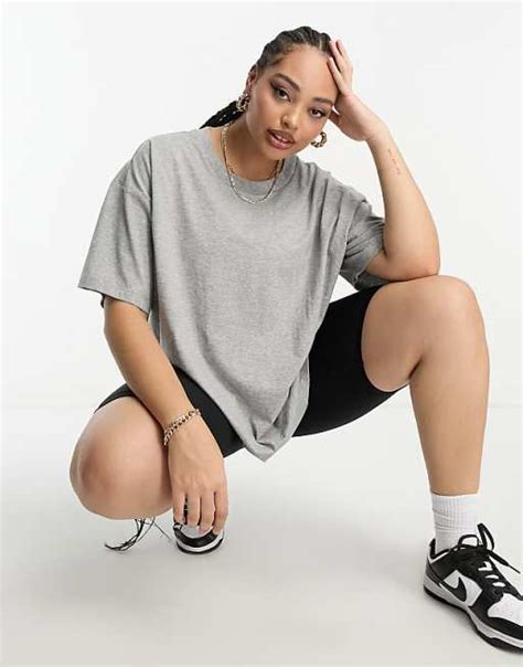 Asos Design Curve Oversized T Shirt In Dark Grey Marl Asos