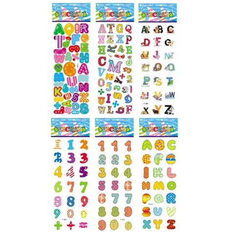 6 Sheets/set Numbers and Letters stickers for baby toy cute notebook 3D stickers Preschool ...