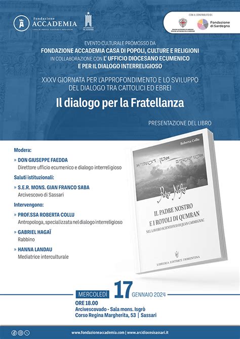 Dialogo tra cattolici ed ebrei mercoledì evento a Sassari SARdies it