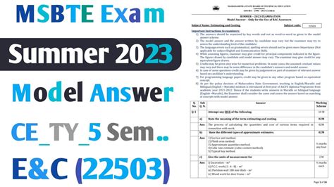 Summer Model Answer Civil Engineering Ty Th Semester